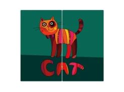 Banjado Herde|Kochfelder<Herdabdeckplatte Glas 2 Teilig Je 30x52CM Schneidebrett Herdabdeckung Mit Motiv Orange Katze