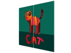 Banjado Herde|Kochfelder<Herdabdeckplatte Glas 2 Teilig Je 30x52CM Schneidebrett Herdabdeckung Mit Motiv Orange Katze
