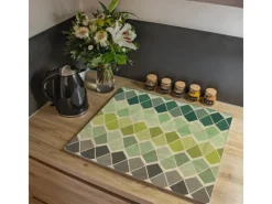 Banjado Herdabdeckplatte Glas 1 Teilig 60x52CM Schneidebrett Herdabdeckung Mit Motiv Vier Farben Grün< Schneidebretter|Herde