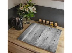 Banjado Schneidebretter|Herdabdeckungen<Herdabdeckplatte Glas 2 Teilig Je 30x52CM Schneidebrett Herdabdeckung Mit Motiv Holz Monochrom