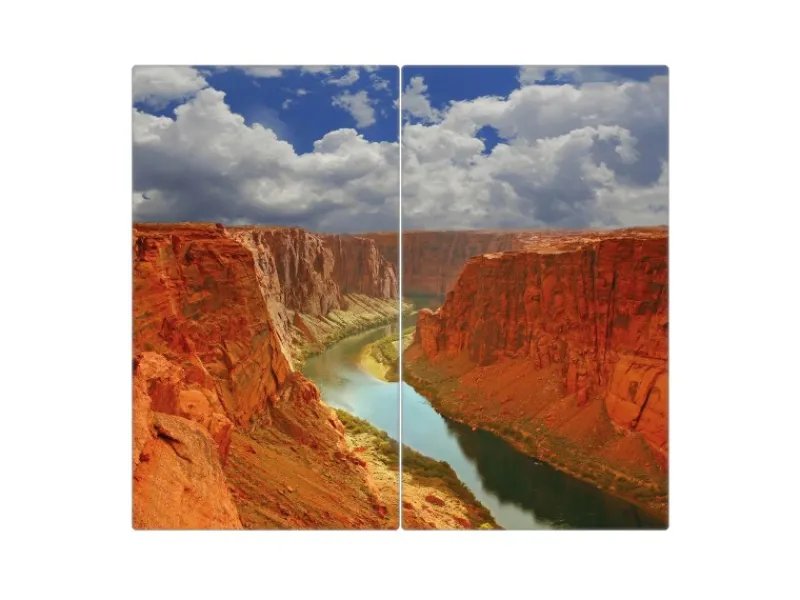 Banjado Schneidebretter|Herdabdeckungen<Herdabdeckplatte Glas 2 Teilig Je 30x52CM Schneidebrett Herdabdeckung Mit Motiv Grand Canyon