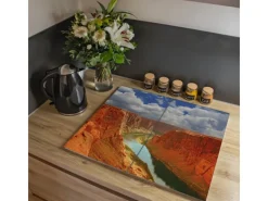 Banjado Schneidebretter|Herdabdeckungen<Herdabdeckplatte Glas 2 Teilig Je 30x52CM Schneidebrett Herdabdeckung Mit Motiv Grand Canyon