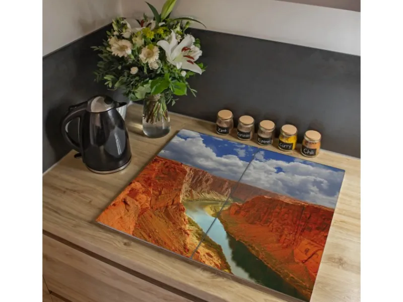 Banjado Schneidebretter|Herdabdeckungen<Herdabdeckplatte Glas 2 Teilig Je 30x52CM Schneidebrett Herdabdeckung Mit Motiv Grand Canyon