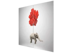 Banjado Herdabdeckplatte Glas 2 Teilig Je 30x52CM Schneidebrett Herdabdeckung Mit Motiv Fliegender Elefant< Herde|Kochfelder