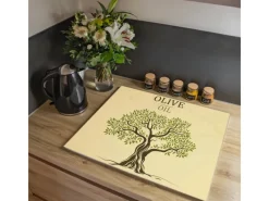 Banjado Herdabdeckplatte Glas 1 Teilig 60x52CM Schneidebrett Herdabdeckung Mit Motiv Olivenbaum< Schneidebretter|Herdabdeckungen