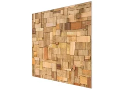 Banjado Schneidebretter|Herdabdeckungen<Herdabdeckplatte Glas 1 Teilig 60x52CM Schneidebrett Herdabdeckung Mit Motiv Hölzernes Flickwerk