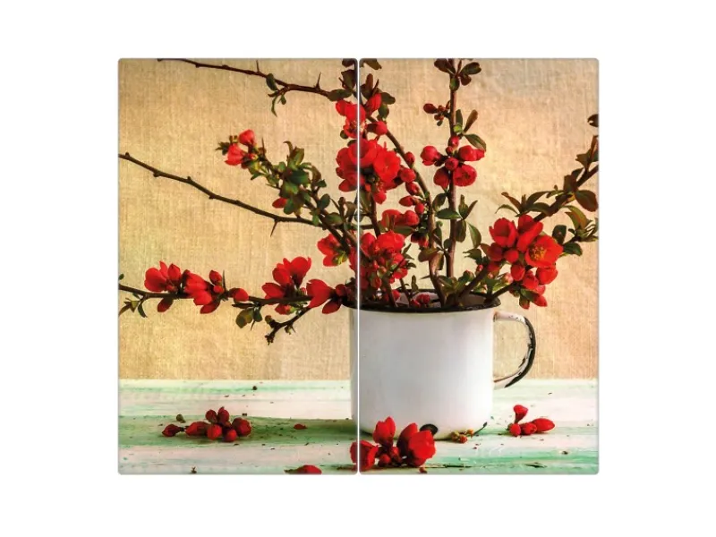 Banjado Herdabdeckplatte Glas 2 Teilig Je 30x52CM Schneidebrett Herdabdeckung Mit Motiv Berberitzen< Schneidebretter|Herdabdeckungen