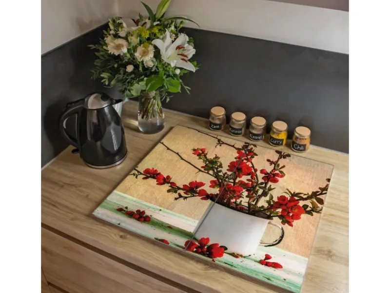 Banjado Herdabdeckplatte Glas 2 Teilig Je 30x52CM Schneidebrett Herdabdeckung Mit Motiv Berberitzen< Schneidebretter|Herdabdeckungen