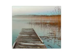 Banjado Schneidebretter|Herdabdeckungen<Herdabdeckplatte Glas 1 Teilig 60x52CM Schneidebrett Herdabdeckung Mit Motiv Alter Steg