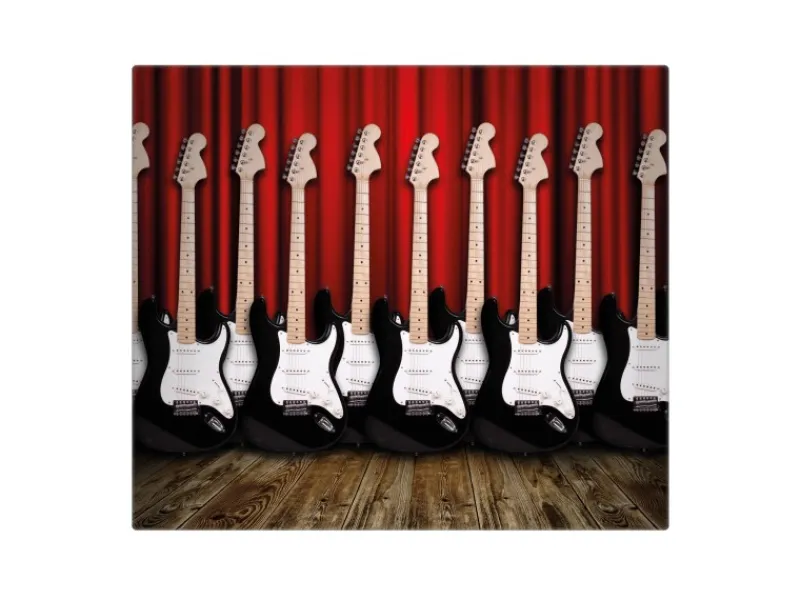 Banjado Schneidebretter|Herde<Herdabdeckplatte Glas 1 Teilig 60x52CM Schneidebrett Herdabdeckung Mit Motiv E-Gitarren