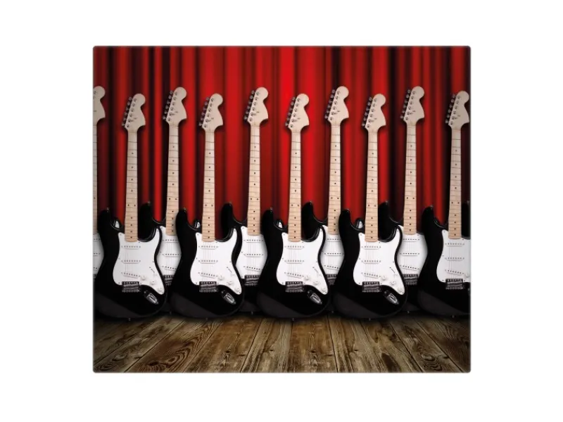 Banjado Schneidebretter|Herde<Herdabdeckplatte Glas 1 Teilig 60x52CM Schneidebrett Herdabdeckung Mit Motiv E-Gitarren