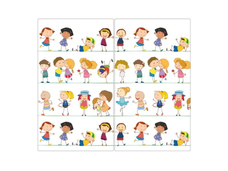 Banjado Schneidebretter|Herdabdeckungen<Herdabdeckplatte Glas 2 Teilig Je 30x52CM Schneidebrett Herdabdeckung Mit Motiv Kinder