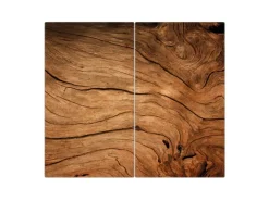 Banjado Schneidebretter|Herdabdeckungen<Herdabdeckplatte Glas 2 Teilig Je 30x52CM Schneidebrett Herdabdeckung Mit Motiv Trockenes Holz