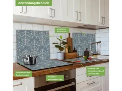 Banjado Herde|Kochfelder<Herdabdeckplatte Glas 1 Teilig 60x52CM Schneidebrett Herdabdeckung Mit Motiv Royal Creme Blau