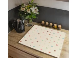 Outlet Banjado Herdabdeckplatte Glas 1 Teilig 60x52CM Schneidebrett Herdabdeckung Mit Motiv Herzen Bunt