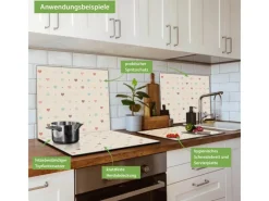 Outlet Banjado Herdabdeckplatte Glas 1 Teilig 60x52CM Schneidebrett Herdabdeckung Mit Motiv Herzen Bunt