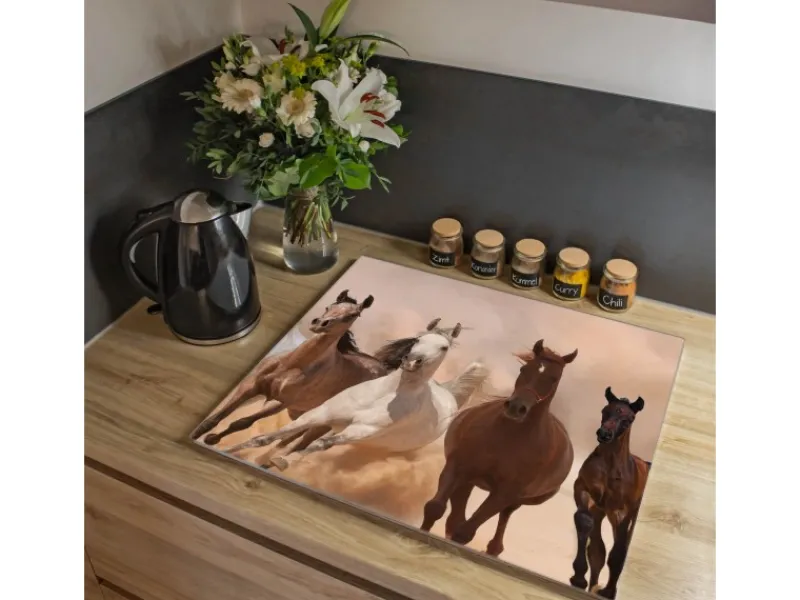 Banjado Schneidebretter|Kochfelder<Herdabdeckplatte Glas 1 Teilig 60x52CM Schneidebrett Herdabdeckung Mit Motiv Mongolische Stimmung