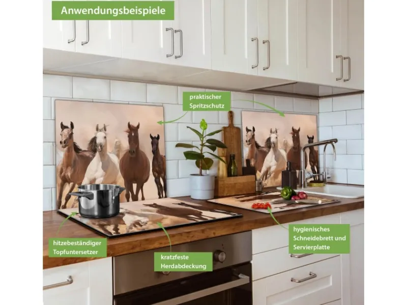 Banjado Schneidebretter|Kochfelder<Herdabdeckplatte Glas 1 Teilig 60x52CM Schneidebrett Herdabdeckung Mit Motiv Mongolische Stimmung