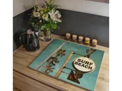 Best Banjado Herdabdeckplatte Glas 1 Teilig 60x52CM Schneidebrett Herdabdeckung Mit Motiv Surf Beach