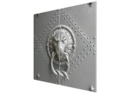 Best Banjado Herdabdeckplatte Glas 2 Teilig Je 30x52CM Schneidebrett Herdabdeckung Mit Motiv Eisentor