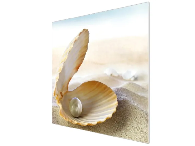 Discount Banjado Herdabdeckplatte Glas 1 Teilig 60x52CM Schneidebrett Herdabdeckung Mit Motiv Perlenmuschel