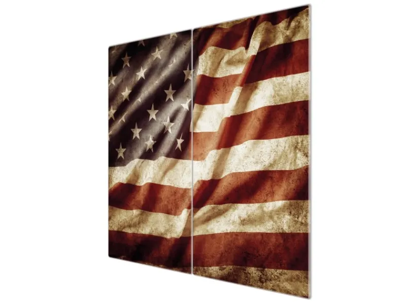 Banjado Herdabdeckplatte Glas 2 Teilig Je 30x52CM Schneidebrett Herdabdeckung Mit Motiv United States< Herde|Kochfelder