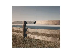 Best Banjado Herdabdeckplatte Glas 2 Teilig Je 30x52CM Schneidebrett Herdabdeckung Mit Motiv Zaun Am Meer