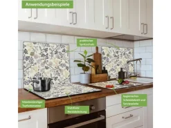 Banjado Herdabdeckplatte Glas 1 Teilig 60x52CM Schneidebrett Herdabdeckung Mit Motiv Florale Tapete< Herde|Kochfelder