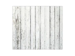 Banjado Herdabdeckungen|Herde<Herdabdeckplatte Glas 1 Teilig 60x52CM Schneidebrett Herdabdeckung Mit Motiv Weißer Bretterzaun
