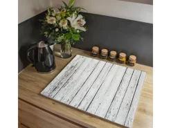 Banjado Herdabdeckungen|Herde<Herdabdeckplatte Glas 1 Teilig 60x52CM Schneidebrett Herdabdeckung Mit Motiv Weißer Bretterzaun