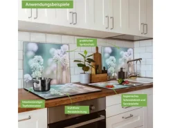 Banjado Herdabdeckplatte Glas 1 Teilig 60x52CM Schneidebrett Herdabdeckung Mit Motiv Lauchblüte< Herde|Kochfelder