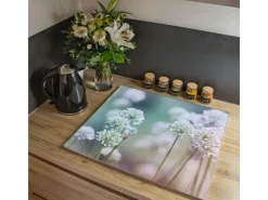 Banjado Herdabdeckplatte Glas 1 Teilig 60x52CM Schneidebrett Herdabdeckung Mit Motiv Lauchblüte< Herde|Kochfelder