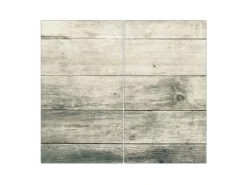 Banjado Schneidebretter|Herdabdeckungen<Herdabdeckplatte Glas 2 Teilig Je 30x52CM Schneidebrett Herdabdeckung Mit Motiv Graue Planken