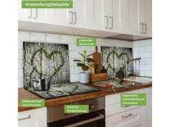 Banjado Herdabdeckplatte Glas 1 Teilig 60x52CM Schneidebrett Herdabdeckung Mit Motiv Herz Aus Moos< Schneidebretter|Herdabdeckungen