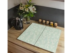 Banjado Herdabdeckplatte Glas 2 Teilig Je 30x52CM Schneidebrett Herdabdeckung Mit Motiv Vintage Ranke< Schneidebretter|Herdabdeckungen