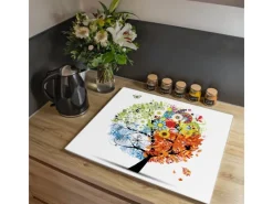 Banjado Herdabdeckplatte Glas 1 Teilig 60x52CM Schneidebrett Herdabdeckung Mit Motiv Vier Jahreszeiten< Schneidebretter|Herdabdeckungen