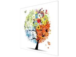 Banjado Herdabdeckplatte Glas 1 Teilig 60x52CM Schneidebrett Herdabdeckung Mit Motiv Vier Jahreszeiten< Schneidebretter|Herdabdeckungen