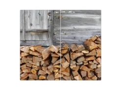 Banjado Herdabdeckplatte Glas 2 Teilig Je 30x52CM Schneidebrett Herdabdeckung Mit Motiv Feuerholz< Herde|Kochfelder
