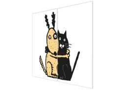 Banjado Herde|Kochfelder<Herdabdeckplatte Glas 2 Teilig Je 30x52CM Schneidebrett Herdabdeckung Mit Motiv Beste Freunde Immer