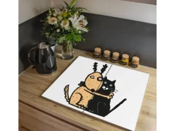 Banjado Herde|Kochfelder<Herdabdeckplatte Glas 2 Teilig Je 30x52CM Schneidebrett Herdabdeckung Mit Motiv Beste Freunde Immer