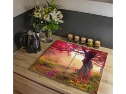 Banjado Herdabdeckplatte Glas 2 Teilig Je 30x52CM Schneidebrett Herdabdeckung Mit Motiv Lichtung Im Herbst< Schneidebretter|Herdabdeckungen
