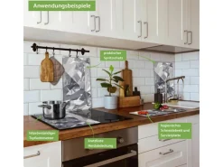 Banjado Herdabdeckplatte Glas 2 Teilig Je 30x52CM Schneidebrett Herdabdeckung Mit Motiv Facetten Monochrome< Herde|Kochfelder