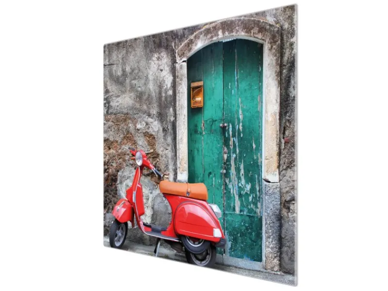 Banjado Schneidebretter|Herdabdeckungen<Herdabdeckplatte Glas 1 Teilig 60x52CM Schneidebrett Herdabdeckung Mit Motiv Italienischer Roller