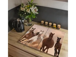 Best Banjado Herdabdeckplatte Glas 2 Teilig Je 30x52CM Schneidebrett Herdabdeckung Mit Motiv Mongolische Stimmung