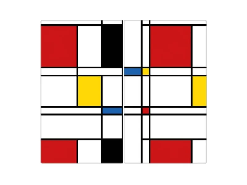 Banjado Schneidebretter|Herde<Herdabdeckplatte Glas 2 Teilig Je 30x52CM Schneidebrett Herdabdeckung Mit Motiv Rot Gelb Blau