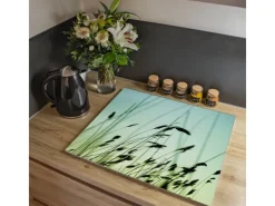 Banjado Herdabdeckplatte Glas 1 Teilig 60x52CM Schneidebrett Herdabdeckung Mit Motiv Gräser< Herdabdeckungen|Herde