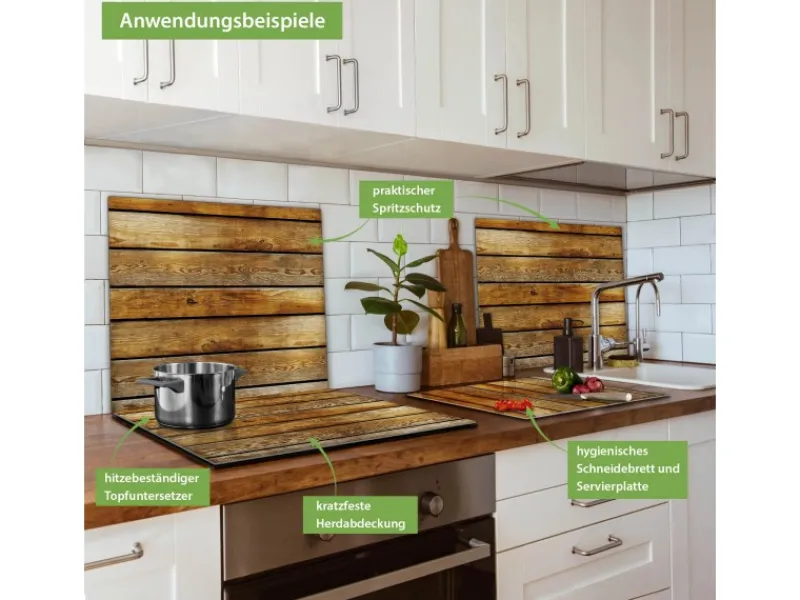 Banjado Herdabdeckplatte Glas 1 Teilig 60x52CM Schneidebrett Herdabdeckung Mit Motiv Holzbretter< Schneidebretter|Herde