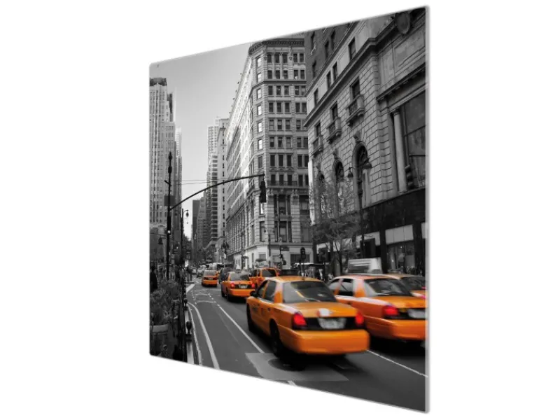 Banjado Schneidebretter|Herdabdeckungen<Herdabdeckplatte Glas 1 Teilig 60x52CM Schneidebrett Herdabdeckung Mit Motiv New York Taxi