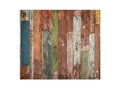 Outlet Banjado Herdabdeckplatte Glas 1 Teilig 60x52CM Schneidebrett Herdabdeckung Mit Motiv Buntes Holz