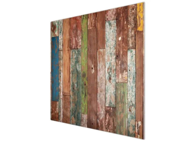 Outlet Banjado Herdabdeckplatte Glas 1 Teilig 60x52CM Schneidebrett Herdabdeckung Mit Motiv Buntes Holz